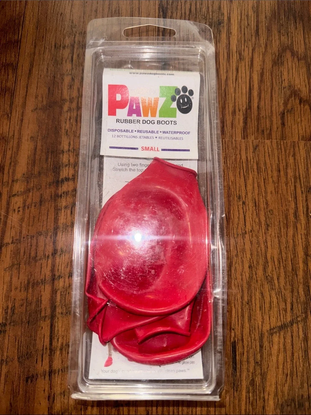 PAWZ Small Red and Green Waterproof Dog Boots Packaging - PAWZ C1.B.1R